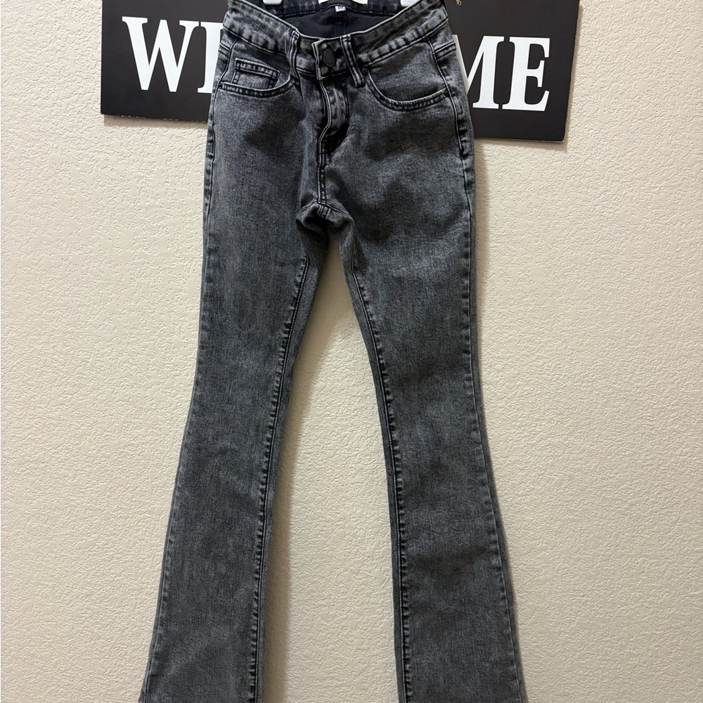 BAMBOO Women's Charcoal Flare Jeans